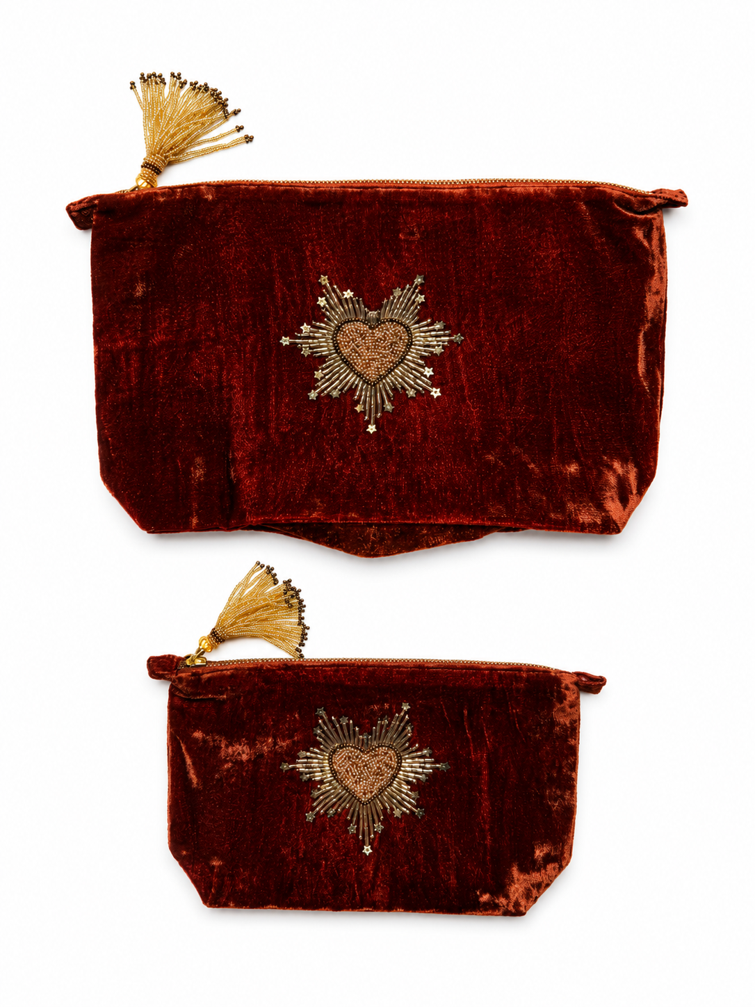 Heart Make up Bag Rust