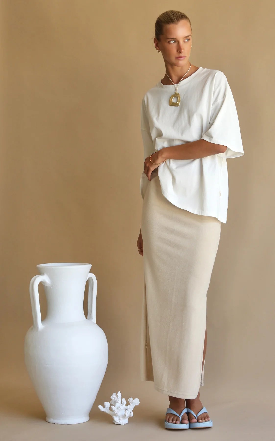 Araminta James Biscuit Terry Column Skirt