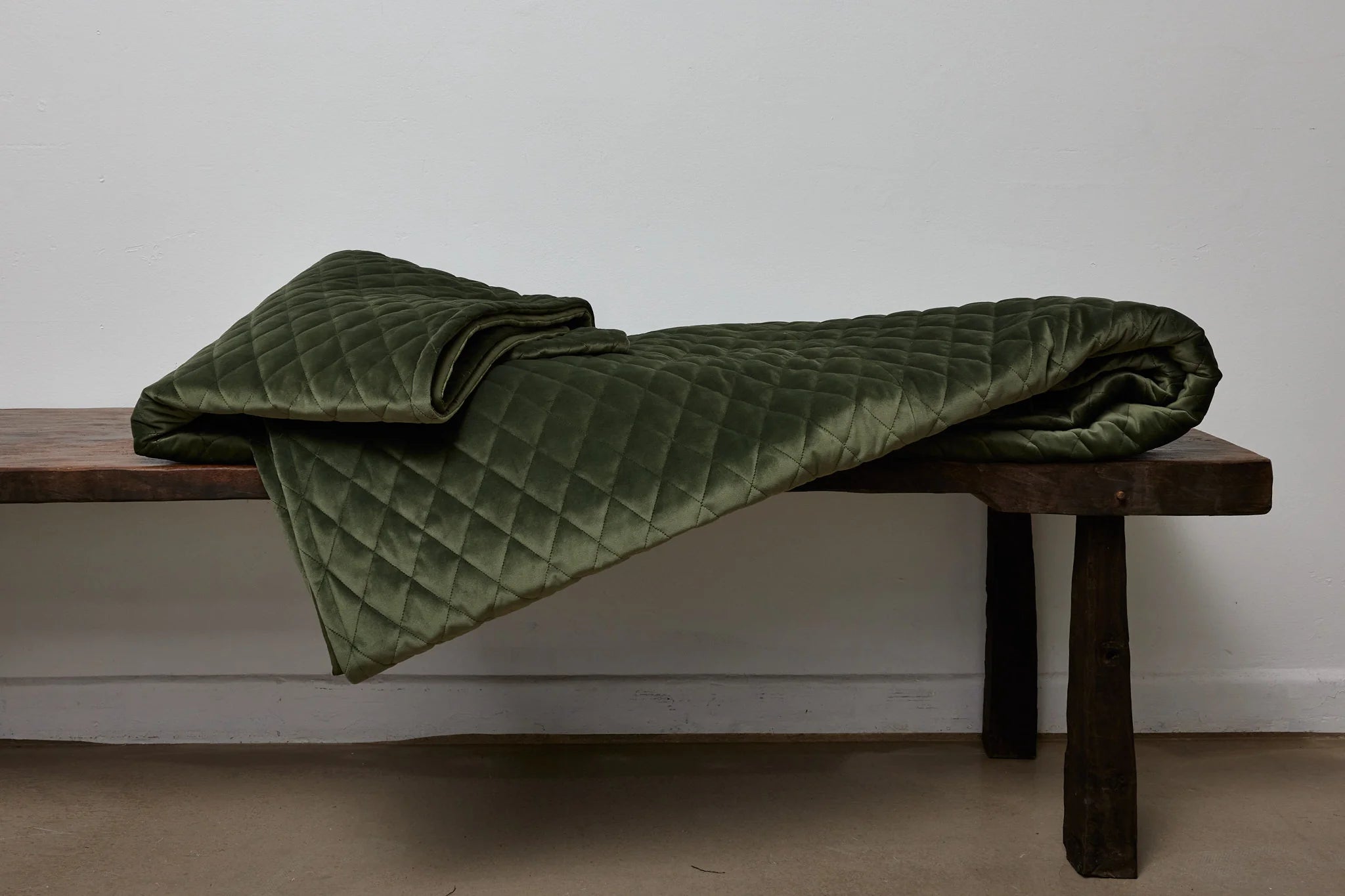 Olive Velvet Coverlet