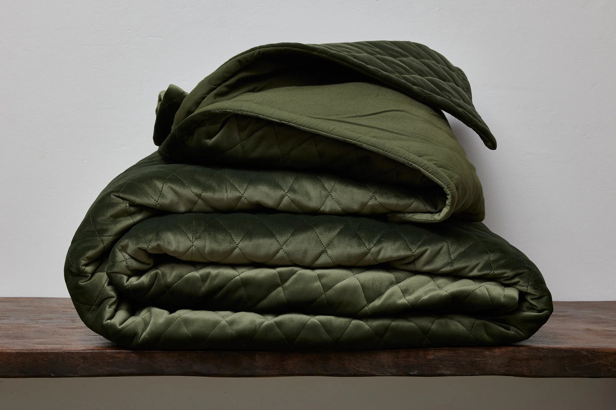 Olive Velvet Coverlet