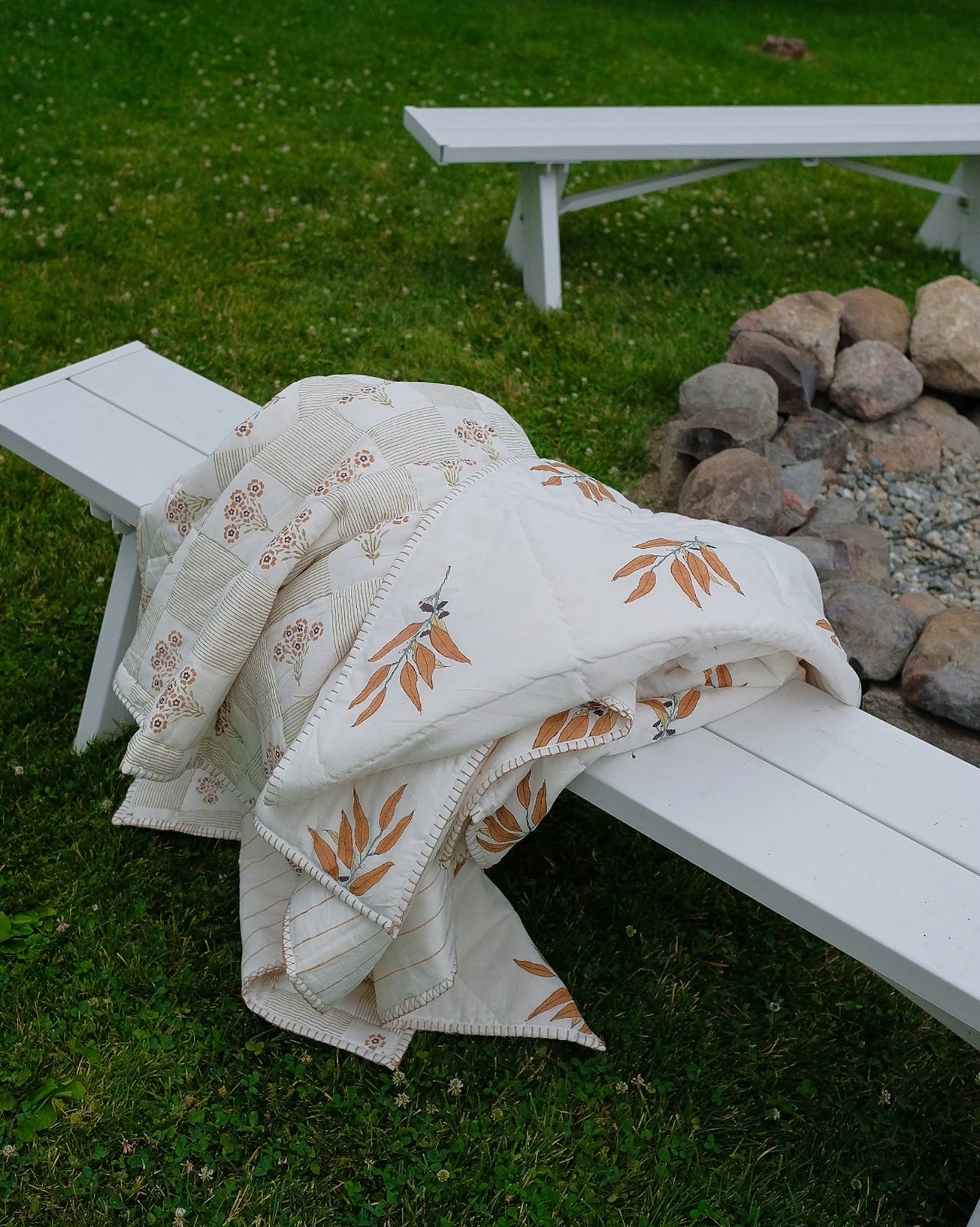 Shabana - Hand Block-printed Reversible Quilt - Brown