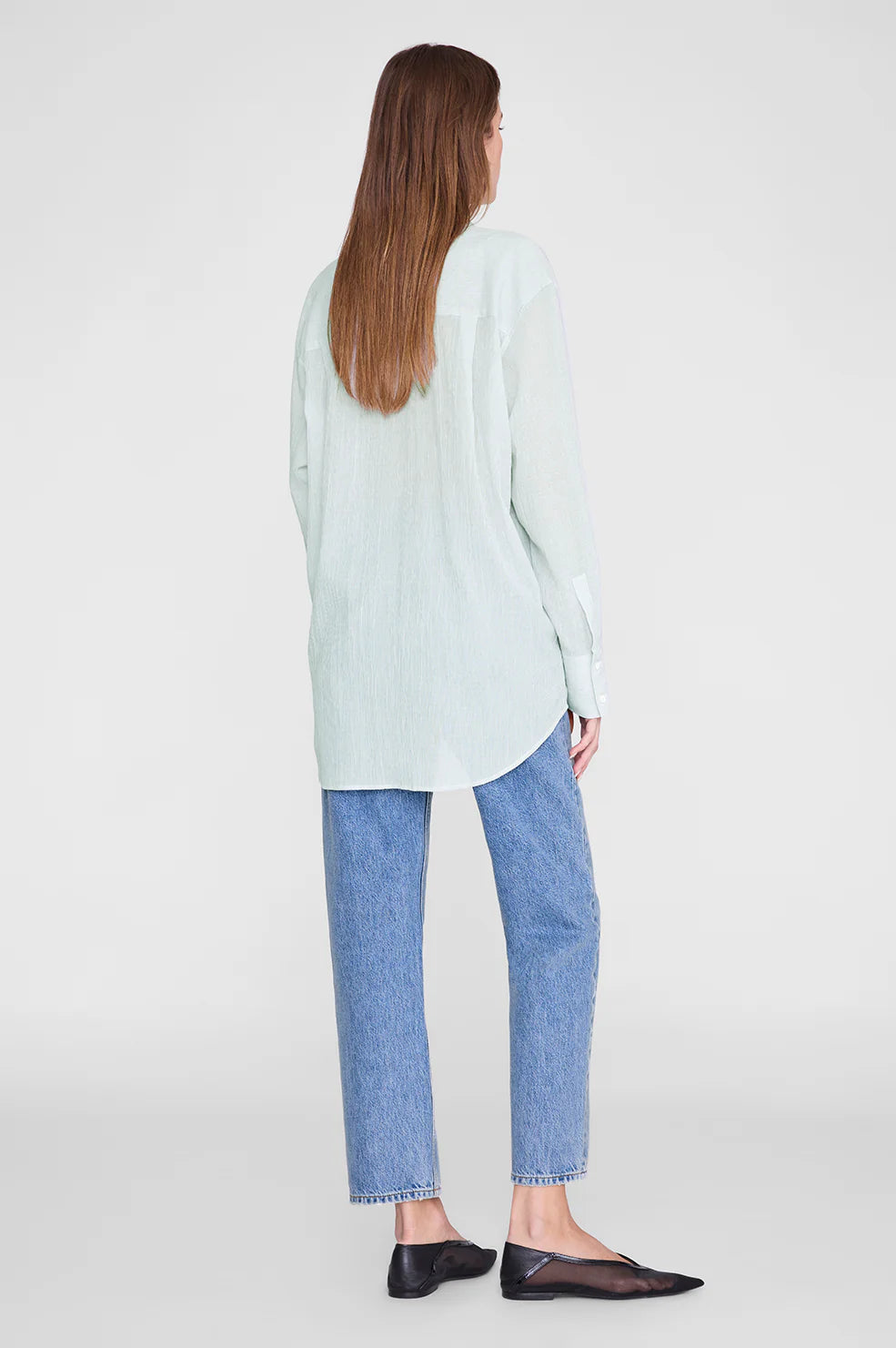 Plaza Shirt - Green and White Mini Stripe
