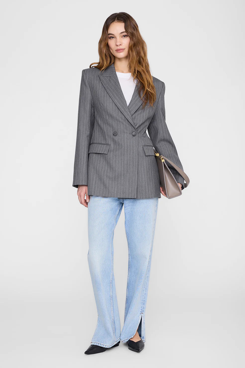 Tiphaine Blazer – Light Grey Pinstripe