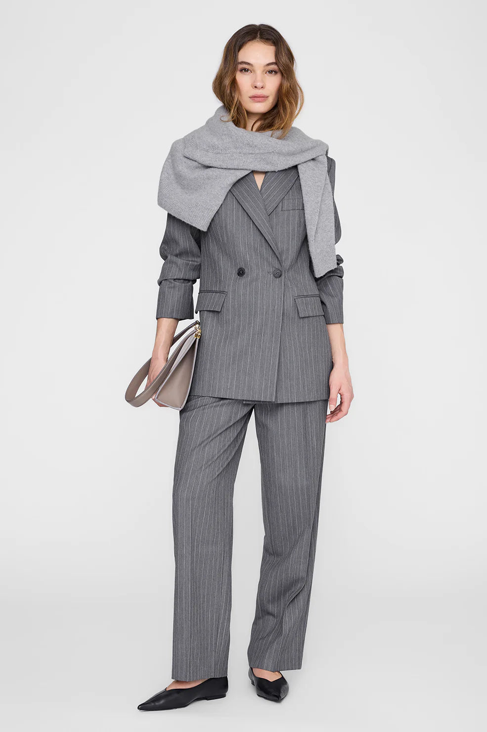 Tiphaine Blazer – Light Grey Pinstripe