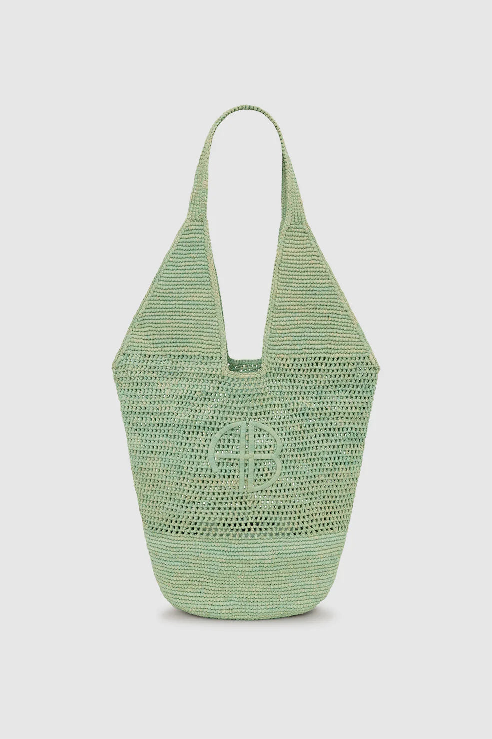 Leah Logo Hobo Raphia - Sea Foam Green