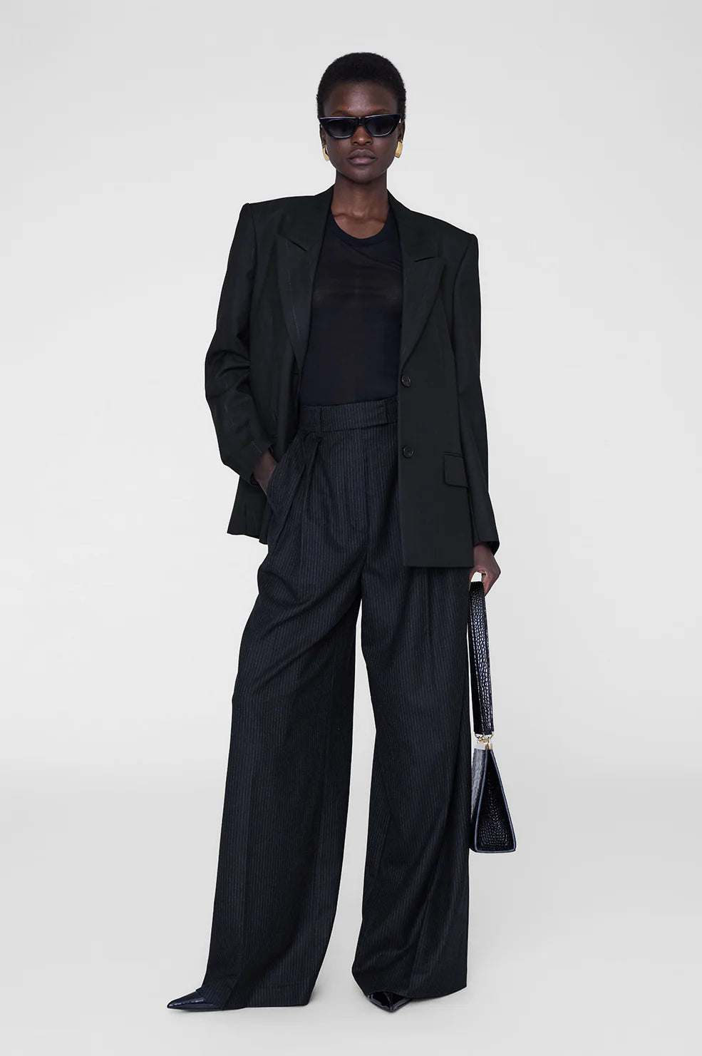Lou Trouser Black Pinstripe