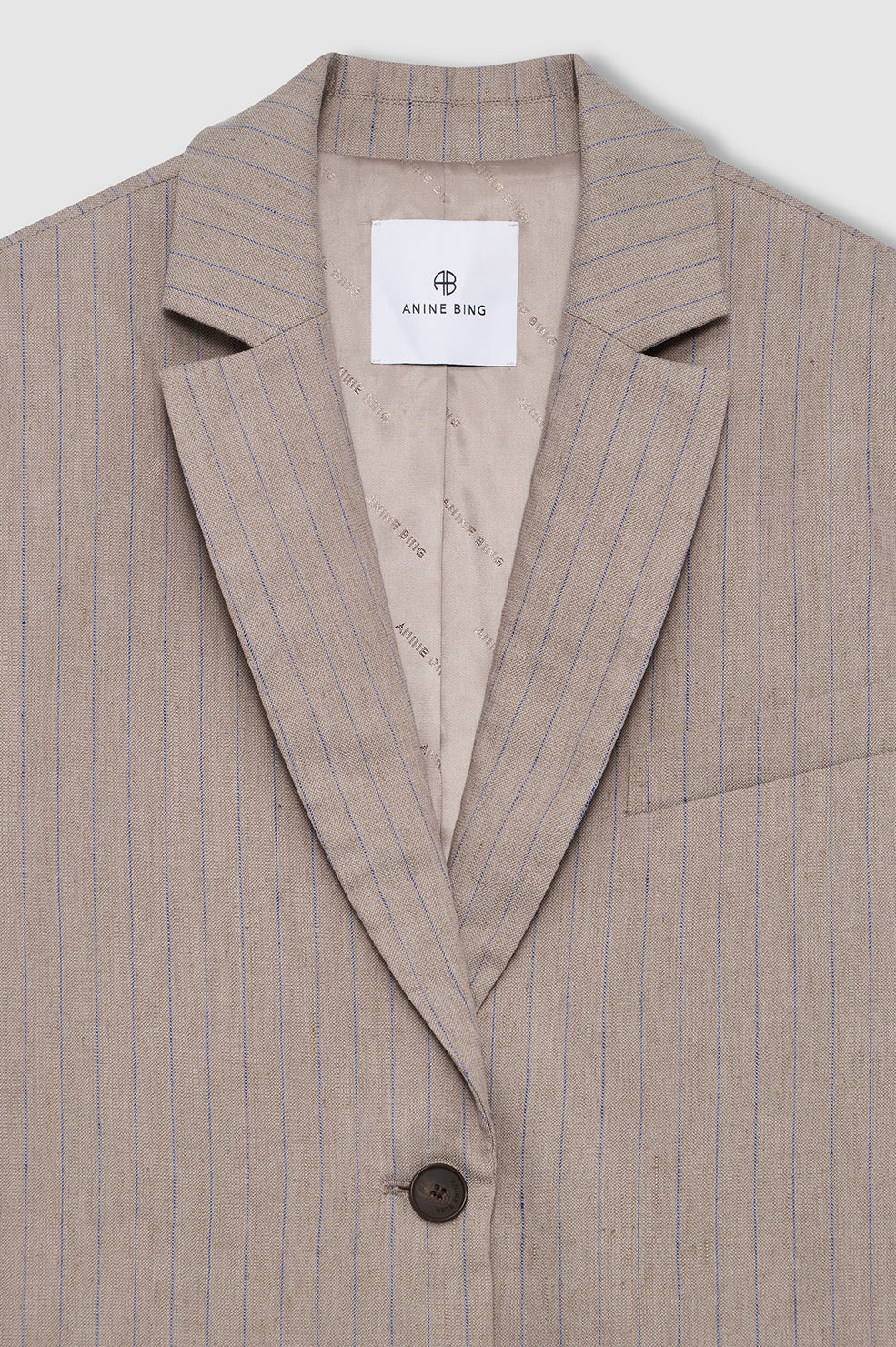 Quinn Blazer - Taupe and Blue Pinstripe