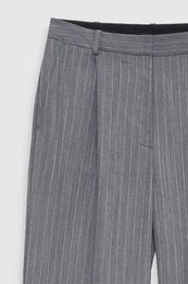 Trent Cropped Trouser – Light Grey Pinstripe