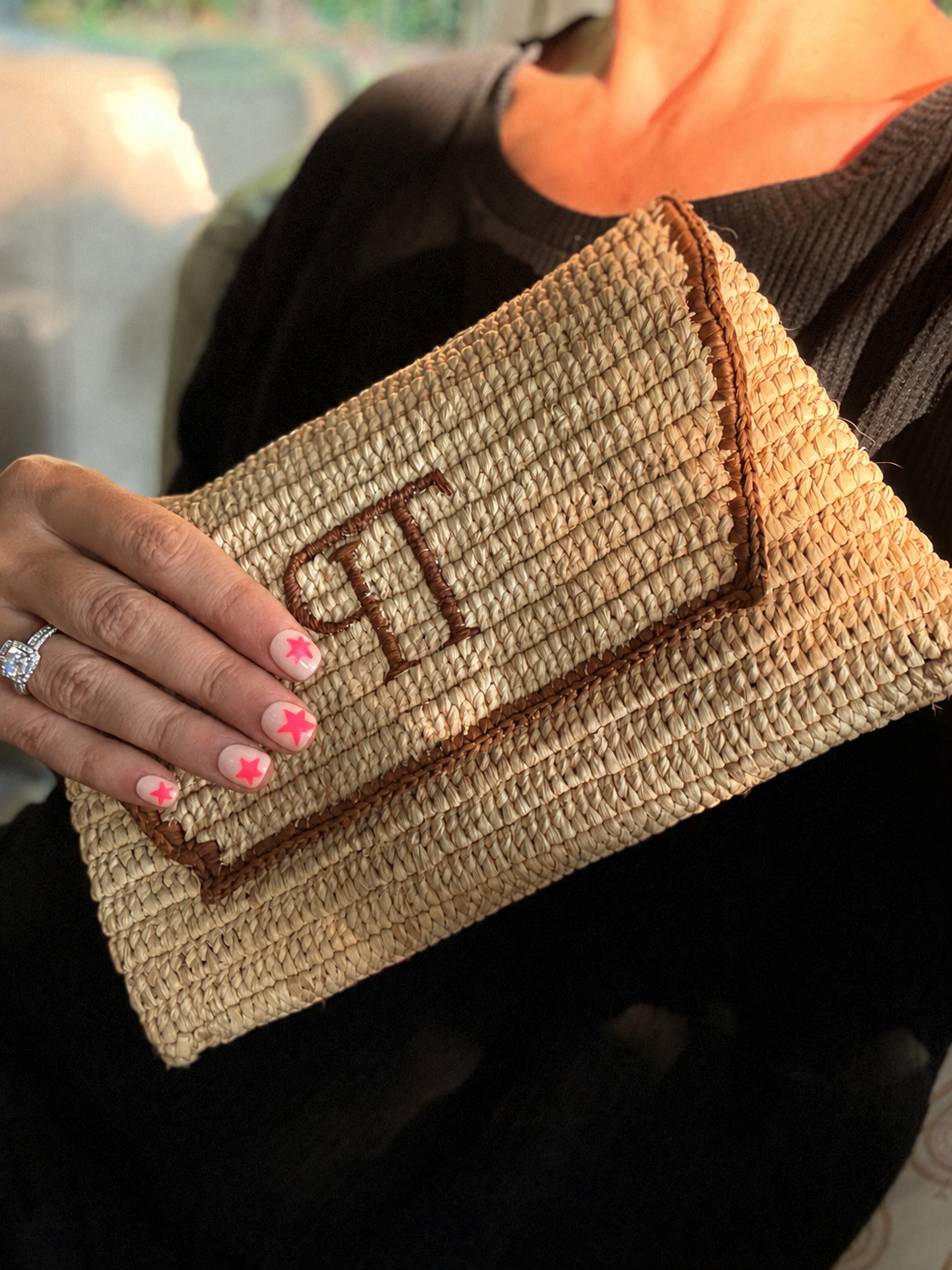 Nikoi Raffia Clutch Earth