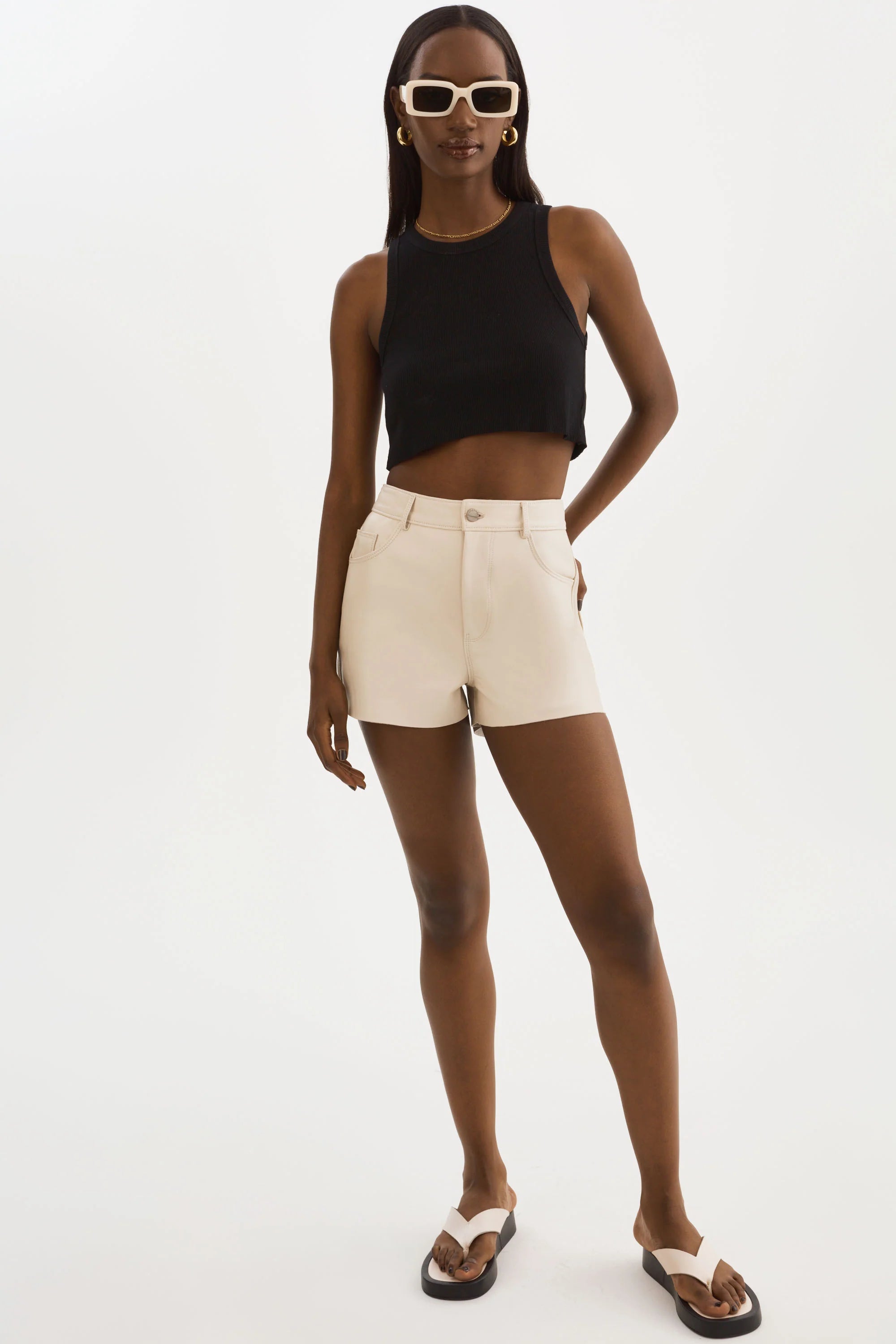 Anika Bone Leather Shorts - Lamarque