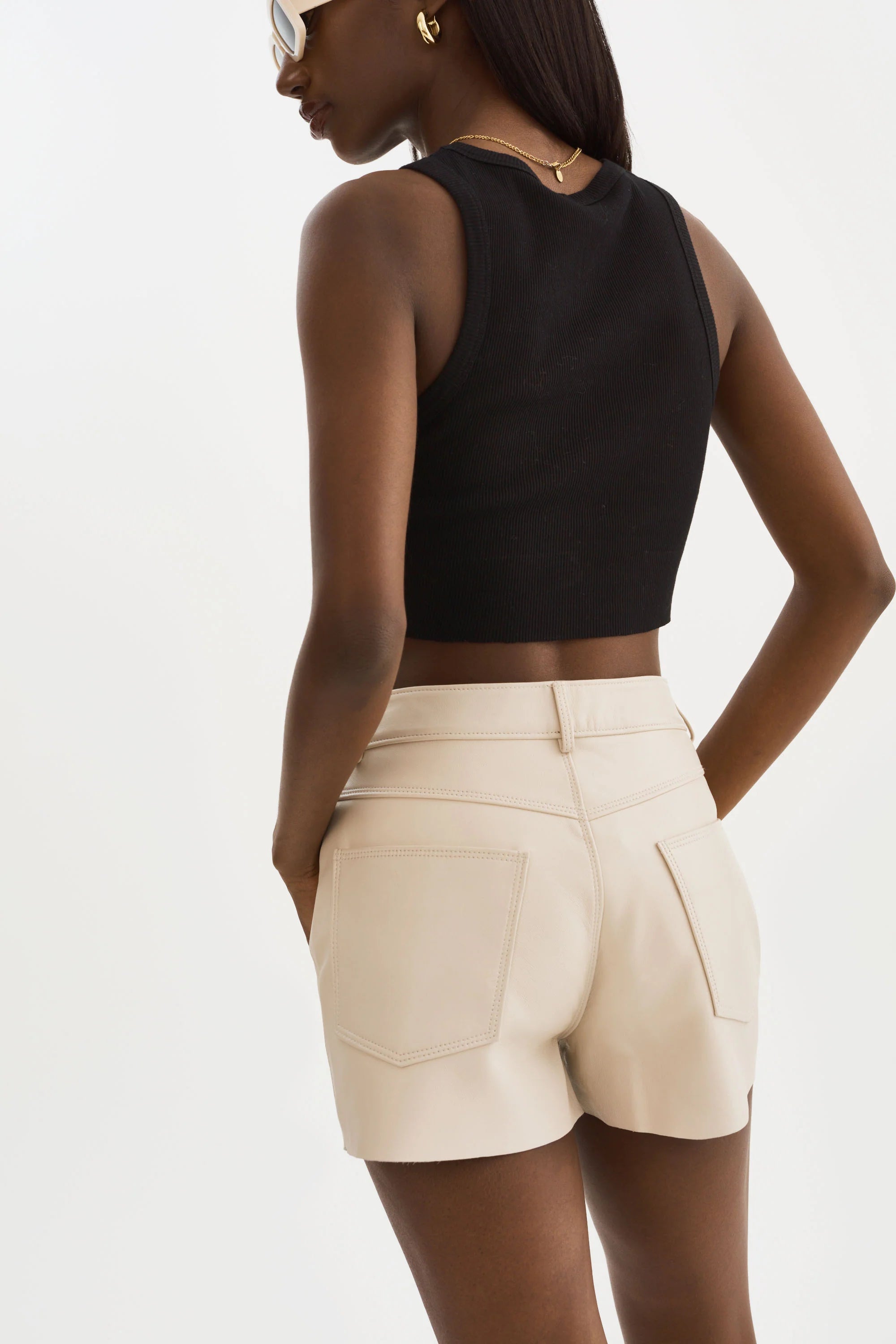 Anika Bone Leather Shorts - Lamarque