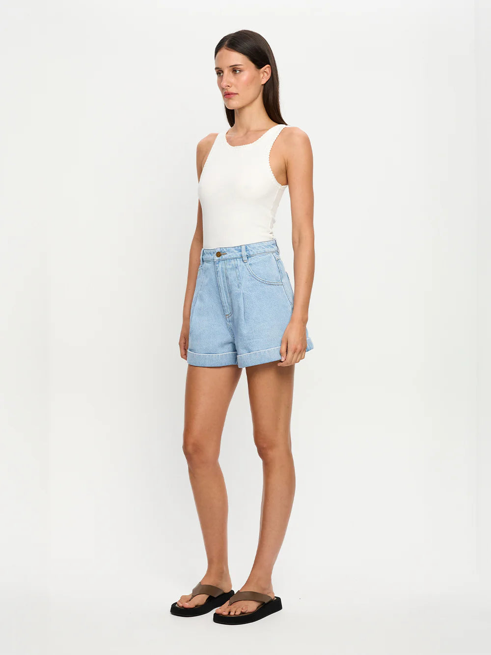 Avery Denim Short Dusty Blue