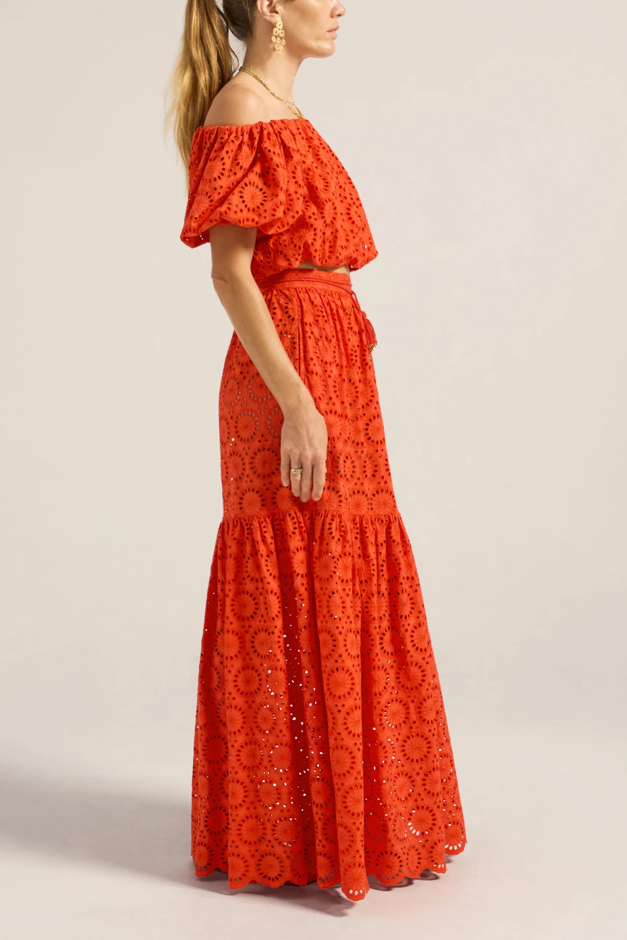 Cyprian Skirt Pink & Red Eyelet - Ileo Nema