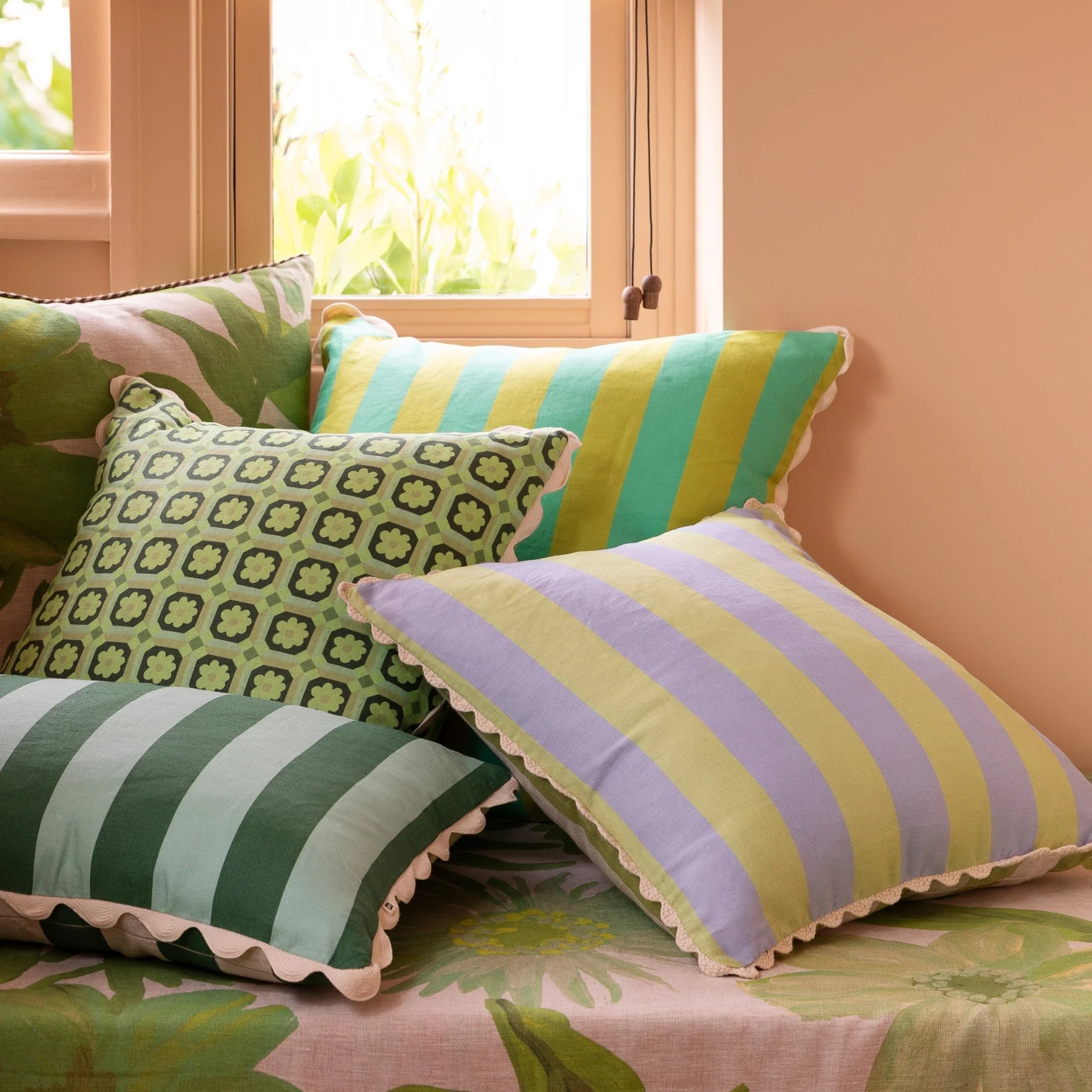Bold Stripe Blue Lime 50cm Cushion Cover