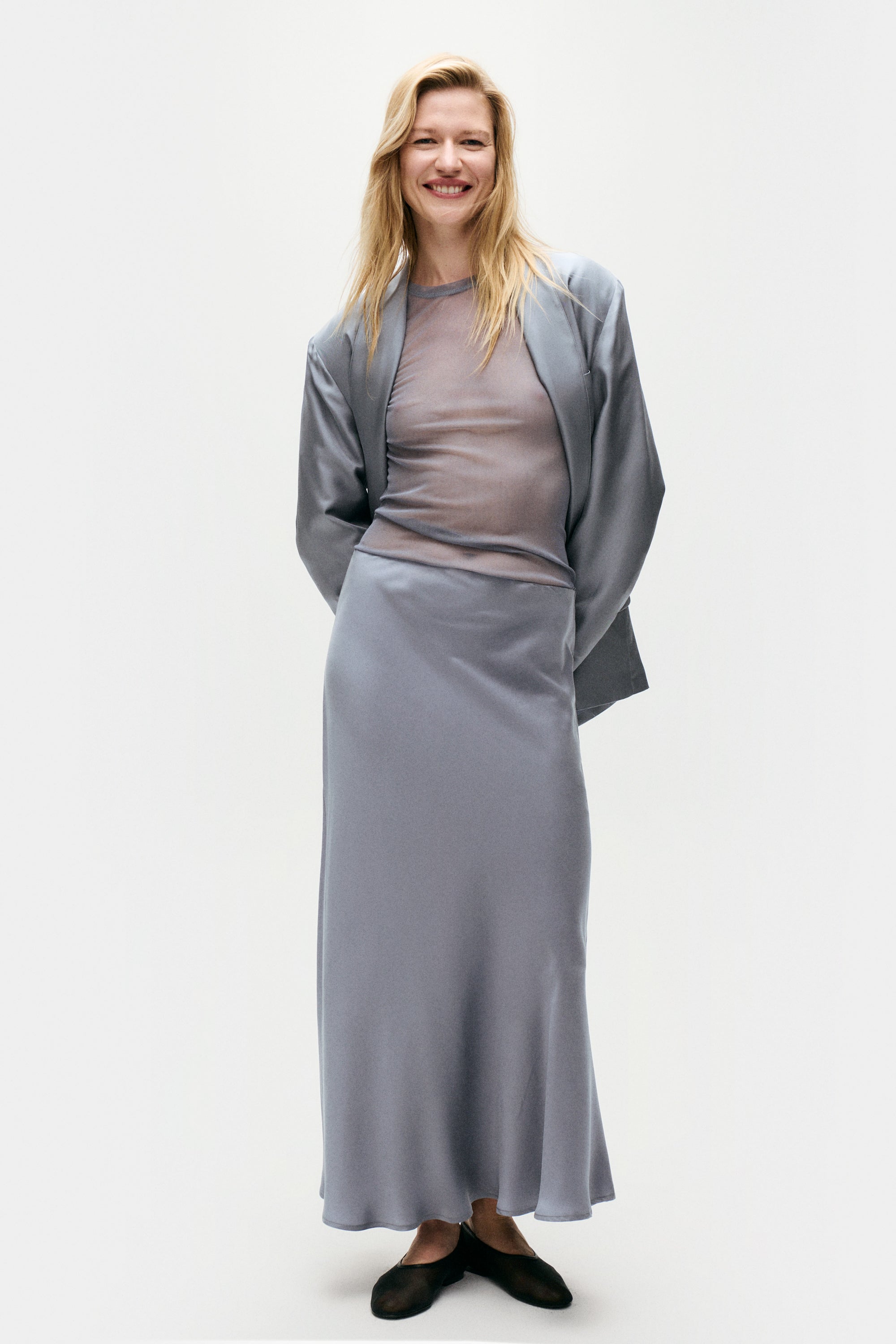 Long Bias Cut Skirt Storm