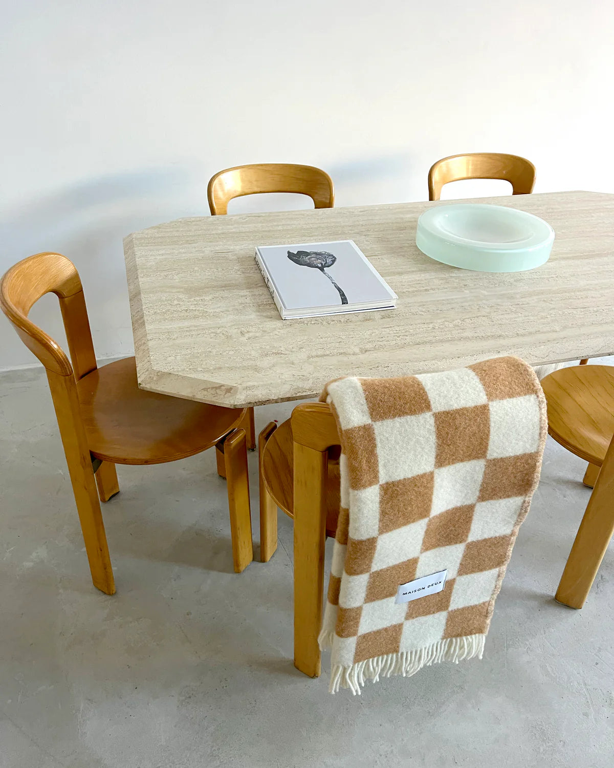 Checkerboard Blanket XL Terra White - Maison Deux