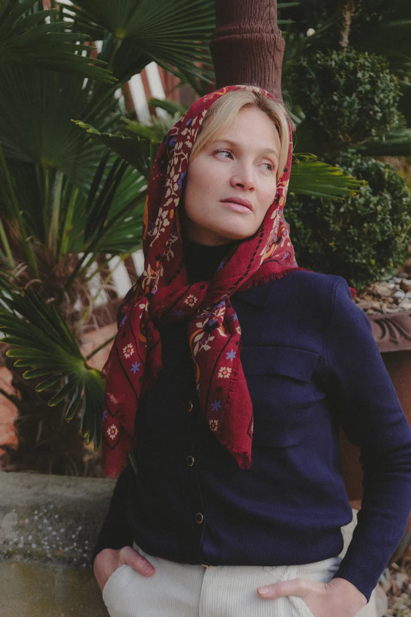 Scarf Secret Garden Bordeaux WS