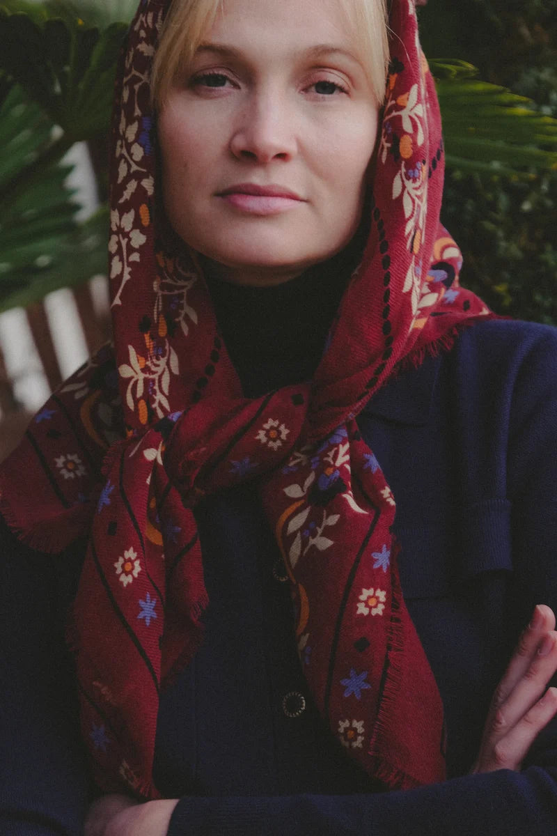 Scarf Secret Garden Bordeaux WS