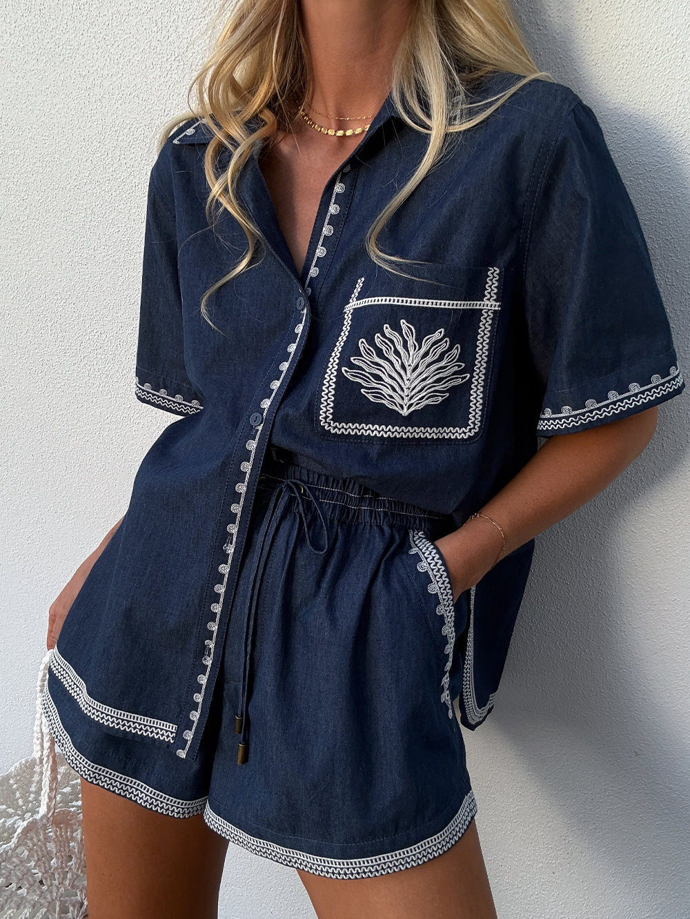 Emile Chambray Short Blue