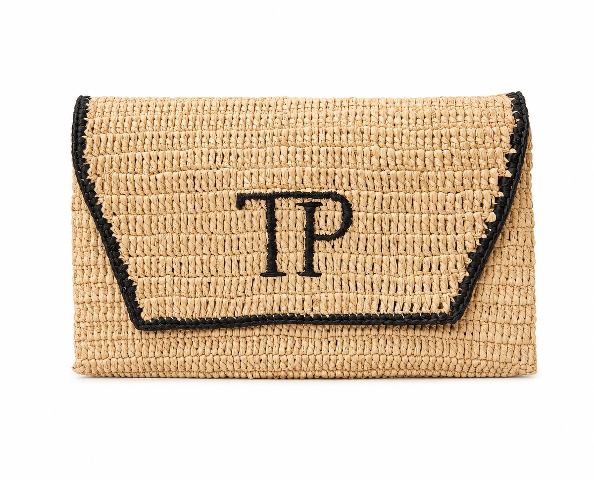 Nikoi Raffia Clutch Noir