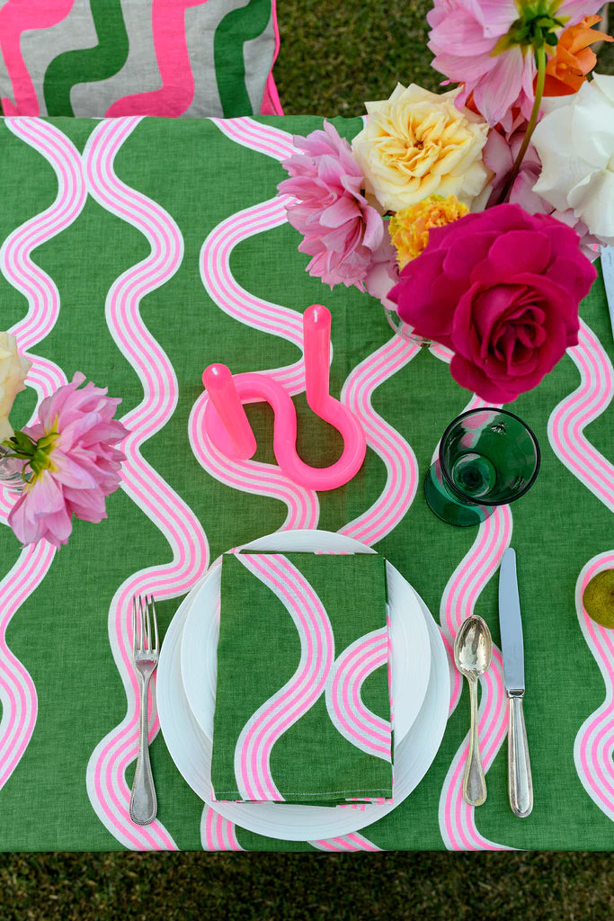 Spaghetti Napkins - set of 4 Green & Highlighter Pink