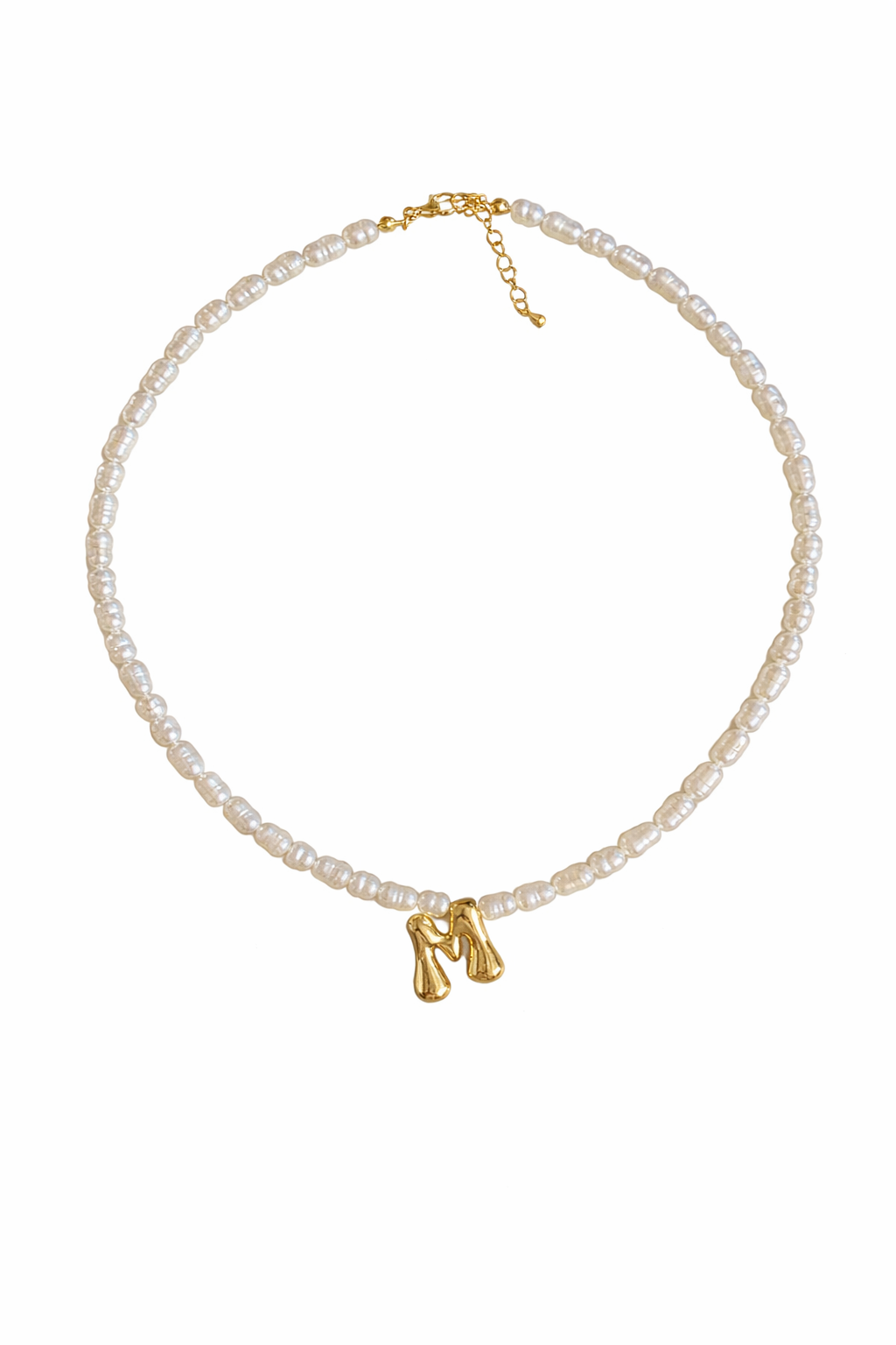 Letter pendant with a pearl necklace