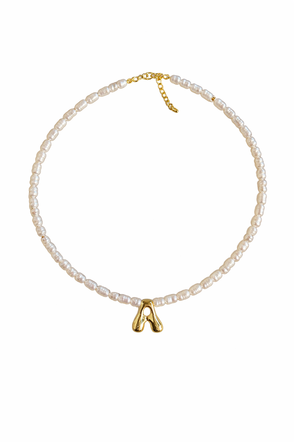 Letter pendant with a pearl necklace