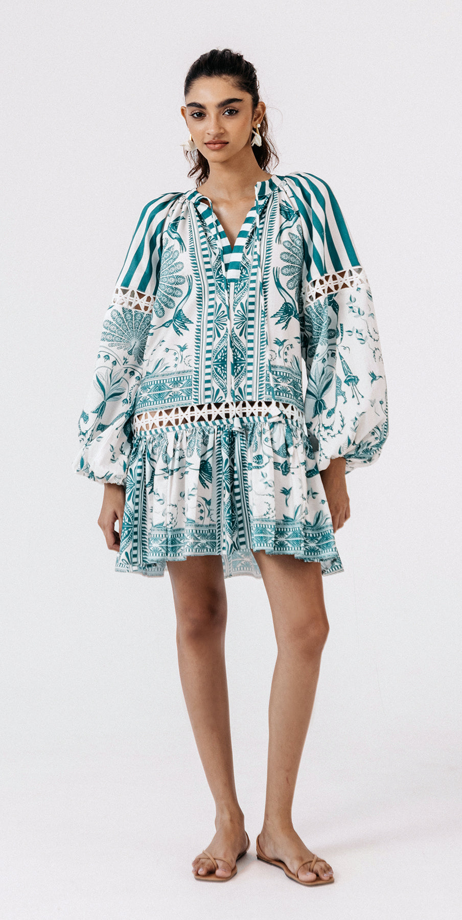 Barbet Mini Dress Serendib Teal - Lois London