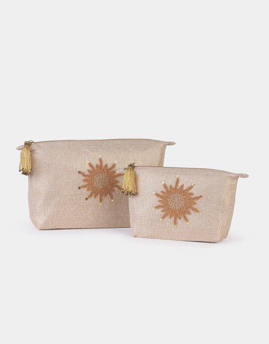 Sun Make up Bag Gold Linen