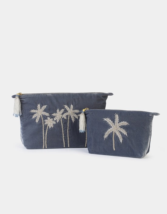 Palm Trees Make up Bag Blue