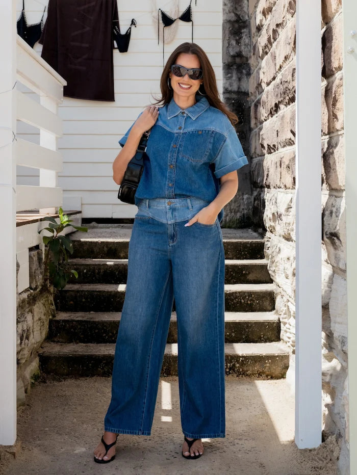 Coralie Denim Shirt Two Tone Blue