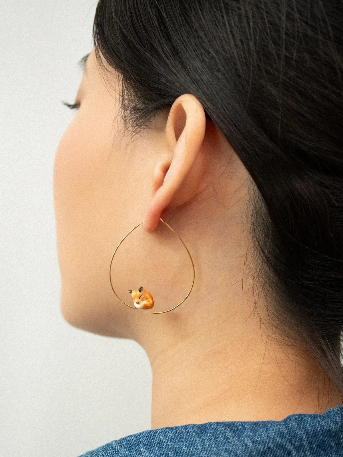 Sleeping Fox Hoop Earrings