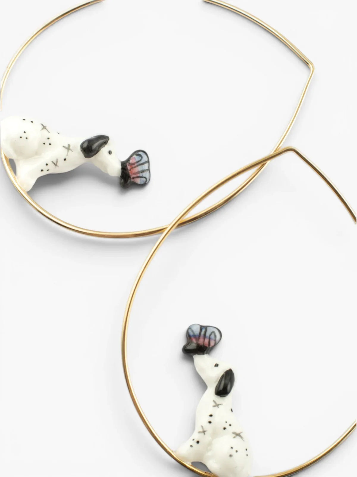 Dalmatian with Butterfly Hoop Earrings