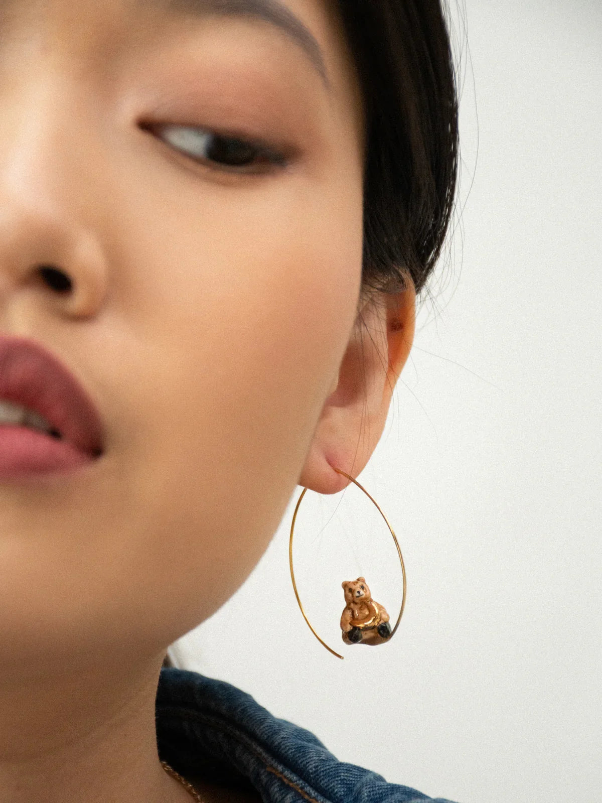 Teddy Bear Hoop Earrings