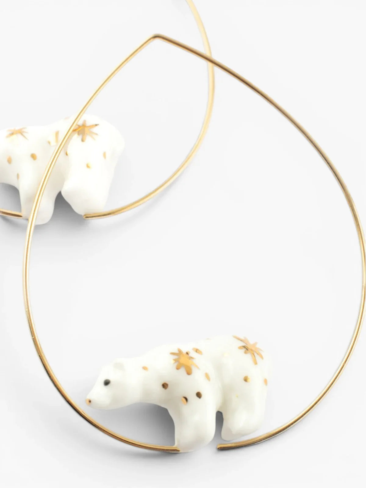 White Bear Hoop Earrings