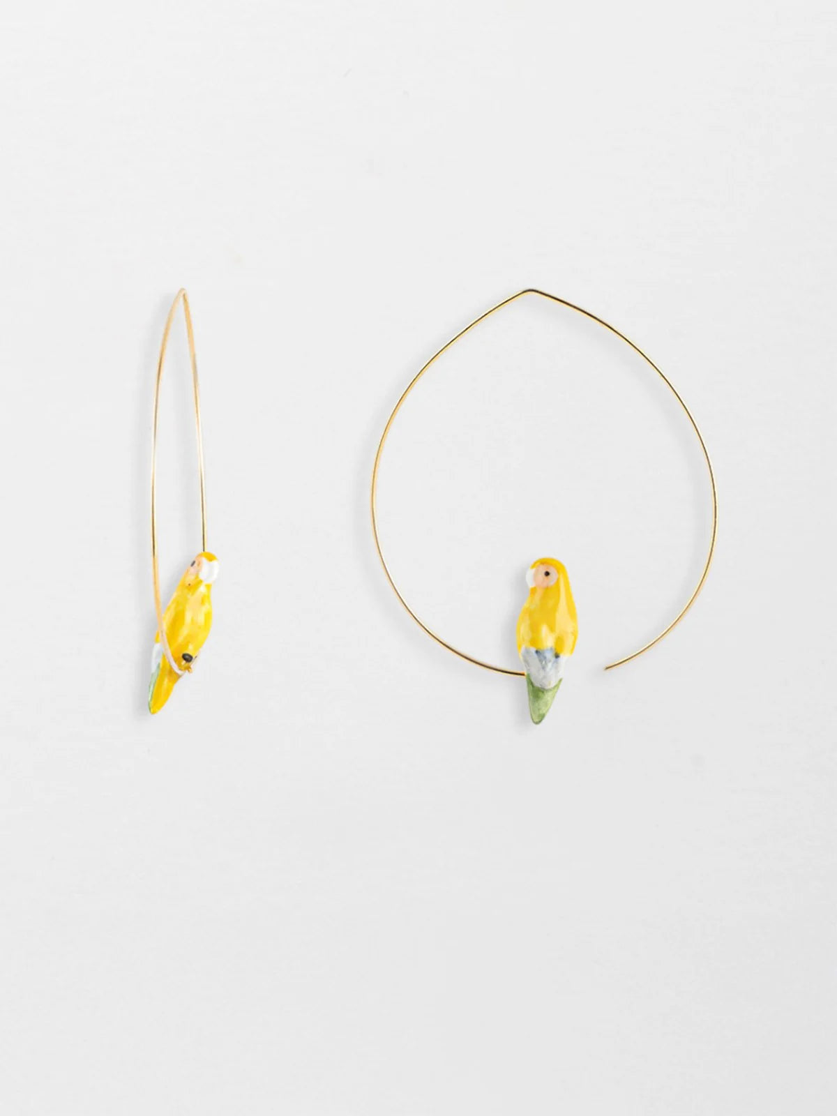 Yellow Parrot Hoop Earrings
