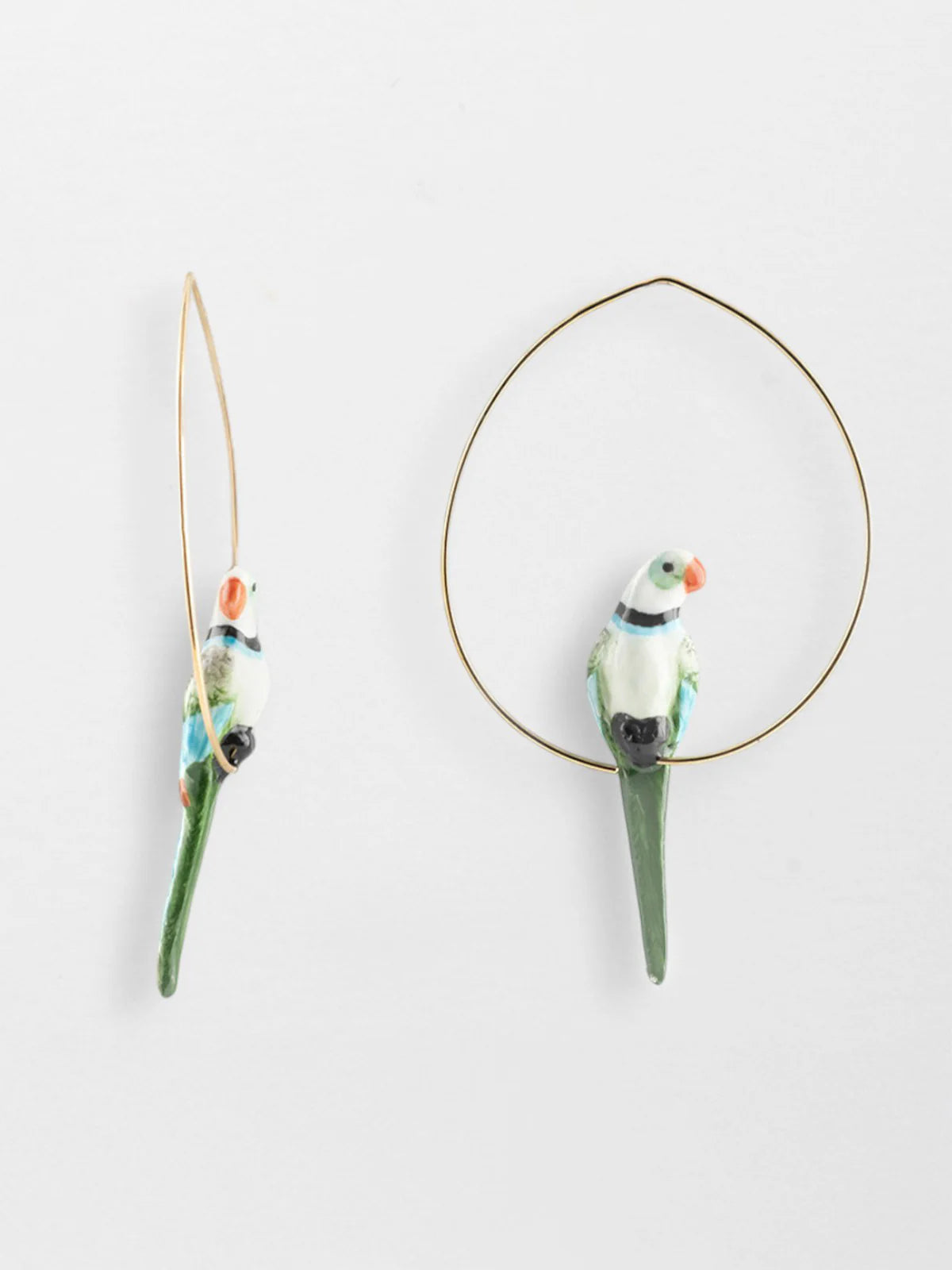 Blue&Green Parrot Hoop Earrings