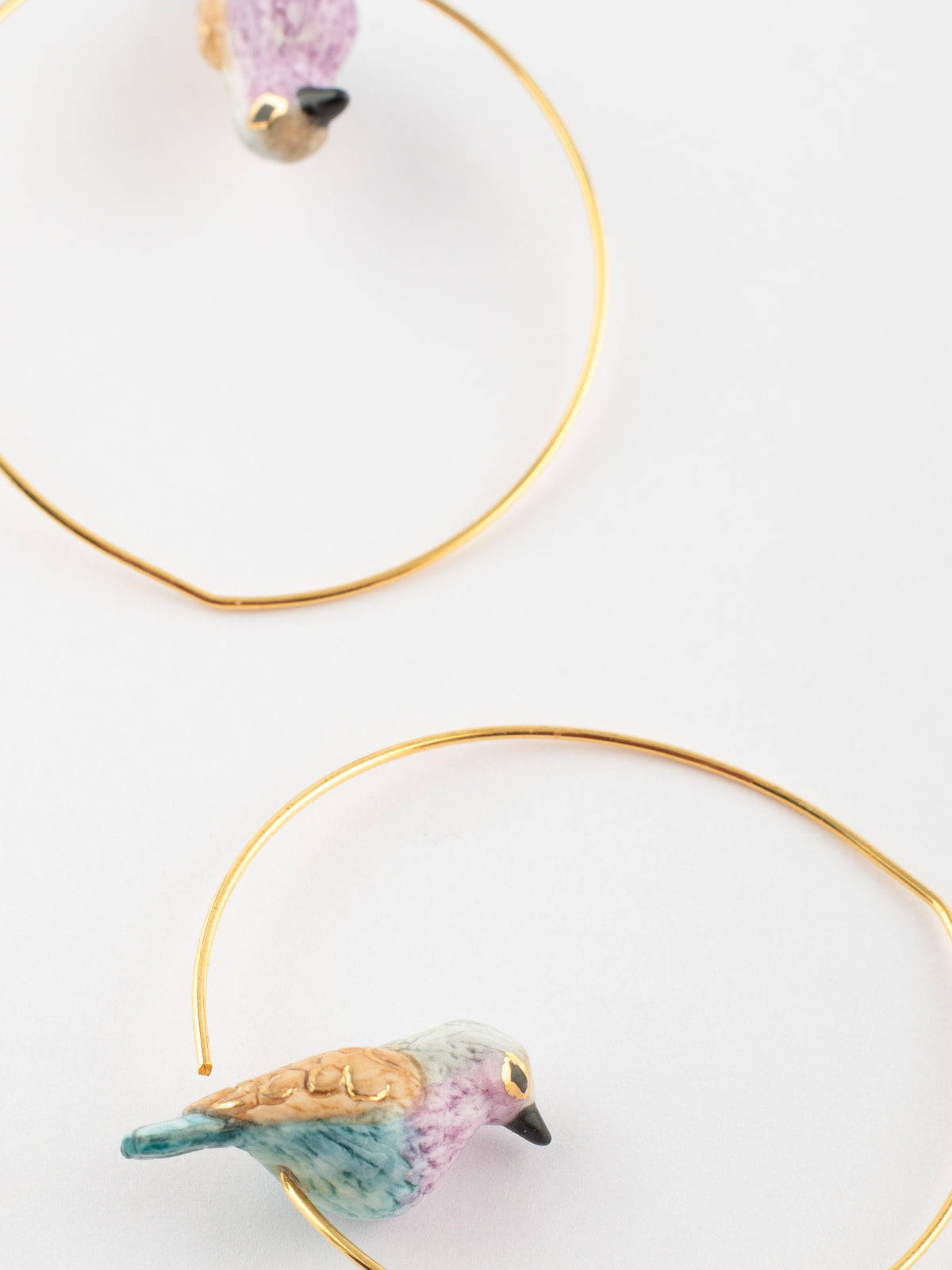 Pink&Blue Bird Small Hoop Earrings