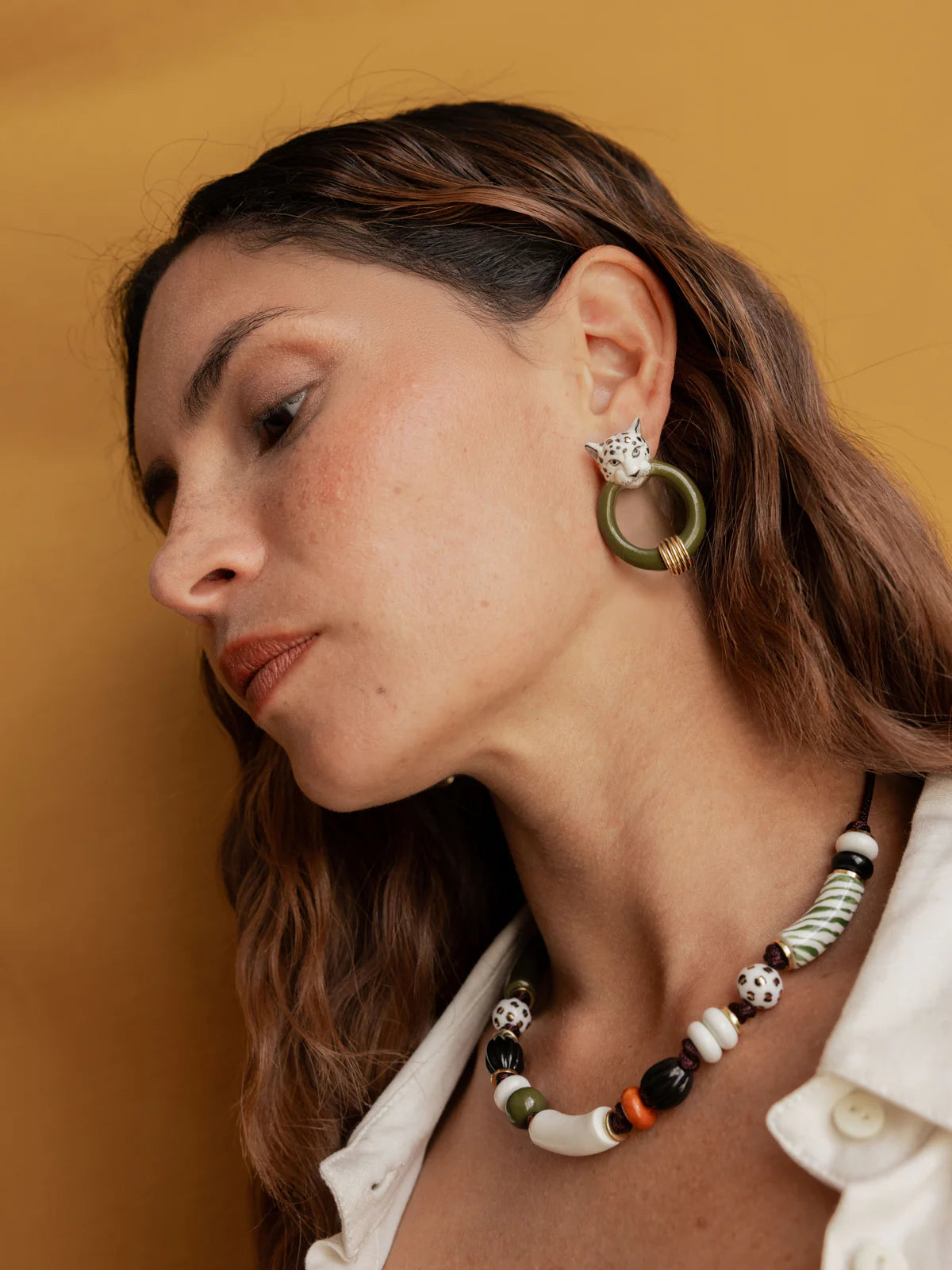 Bitting White Leopard Loop Earrings