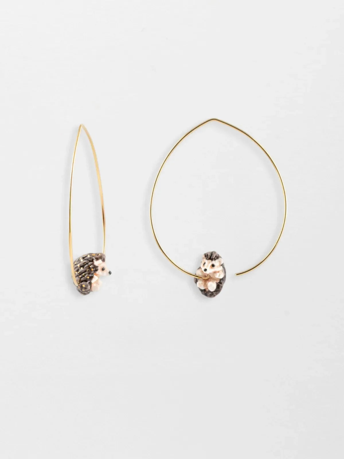 Hanging Hedgehog Hoop Earrings