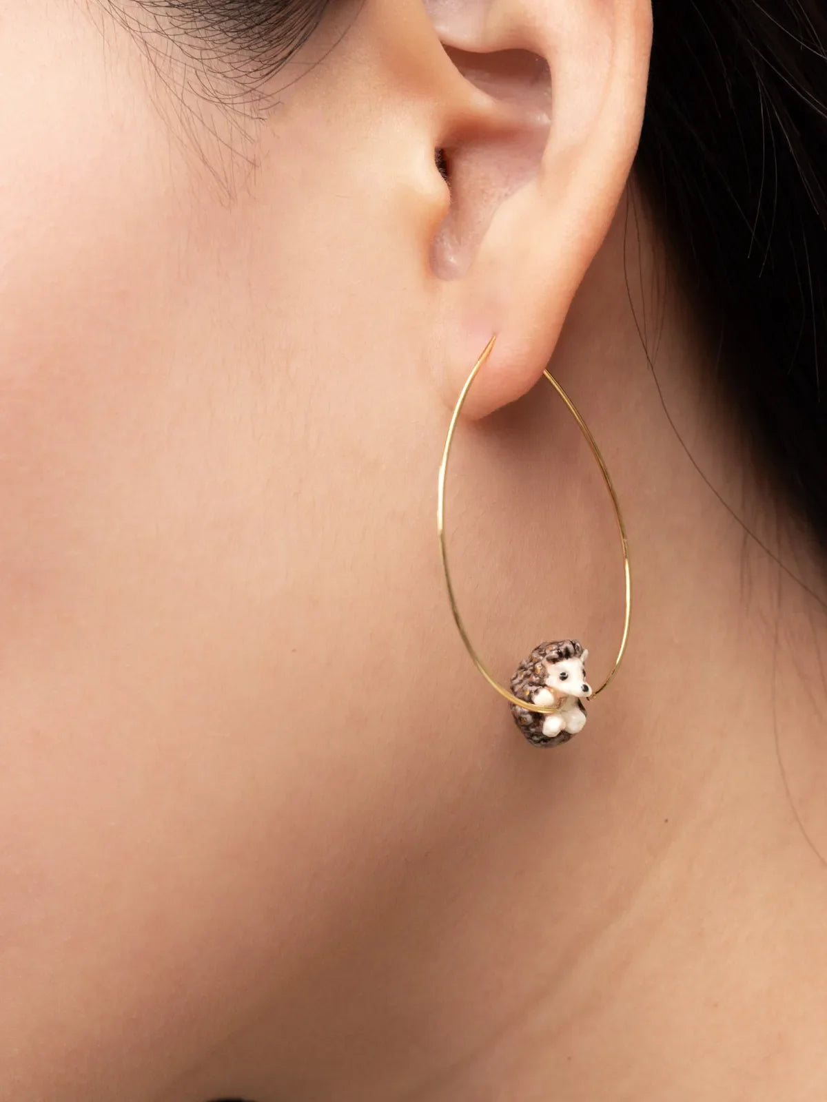 Hanging Hedgehog Hoop Earrings