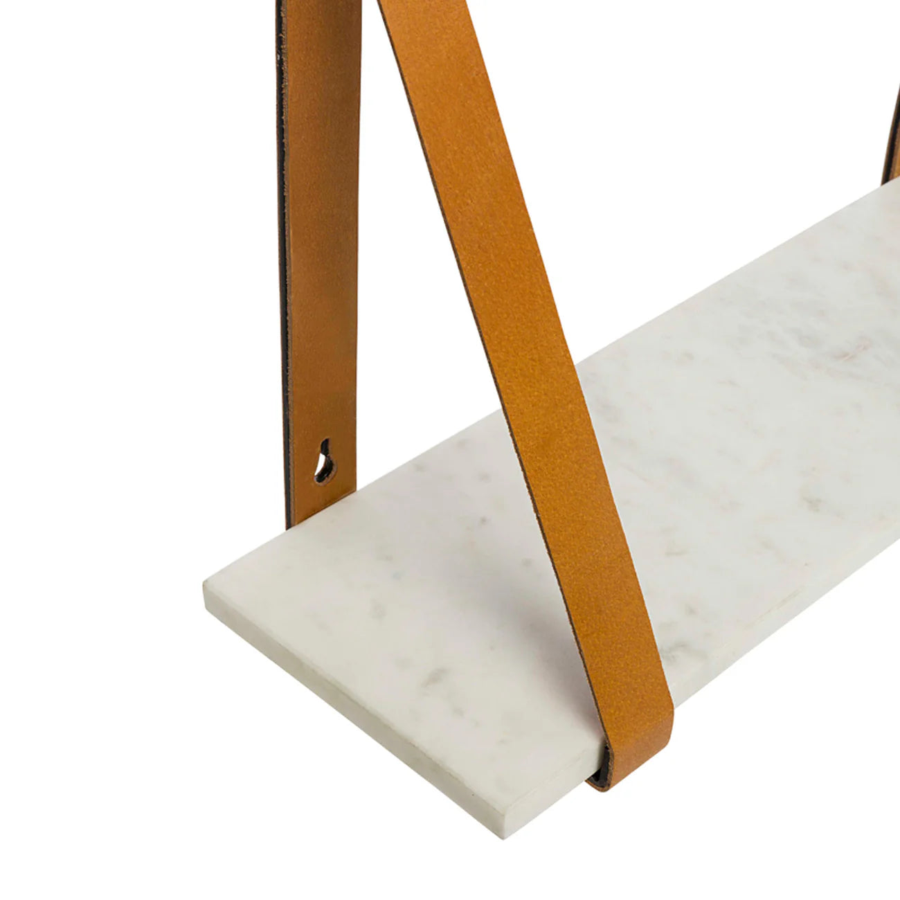 Ellery Marble Shelf Tan Small - White Marble & Tan