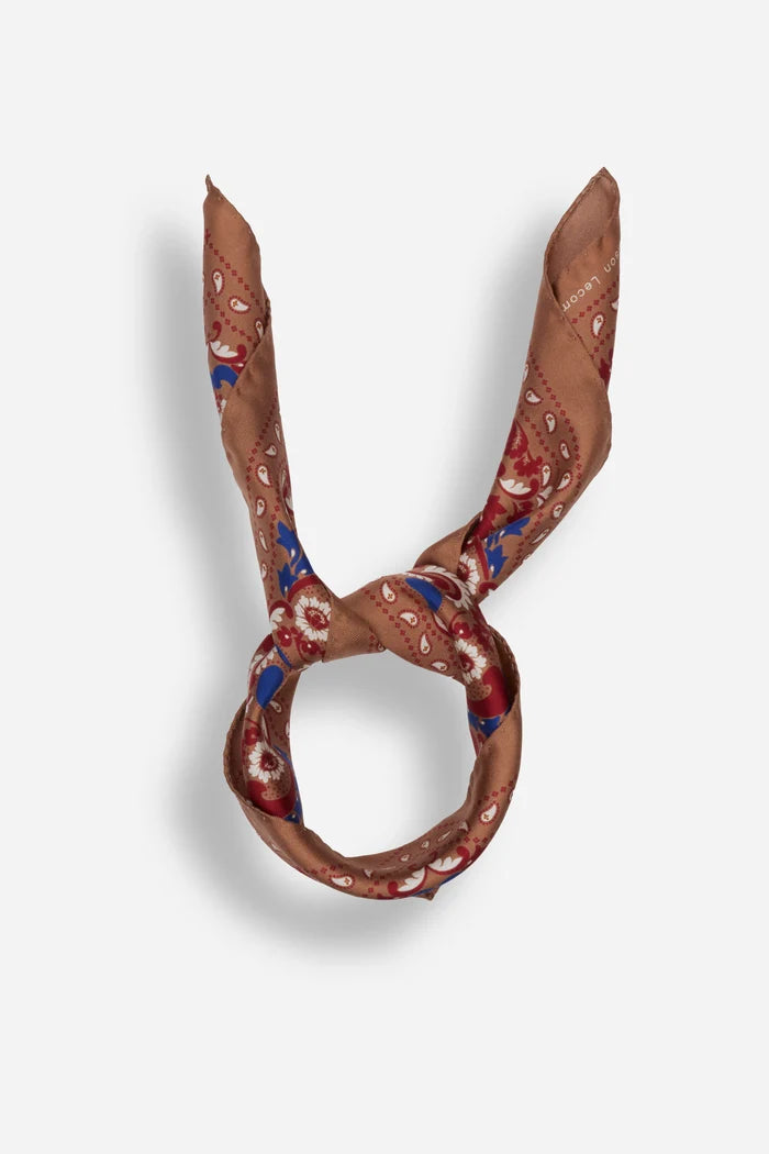 Small Scarf Bandana Flowers Camel