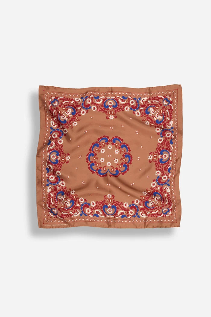 Small Scarf Bandana Flowers Camel
