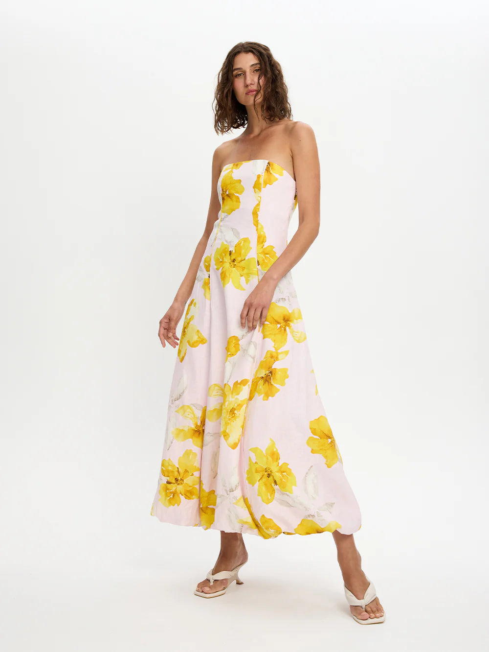 Francine Strapless Maxi Dress Pink Yellow