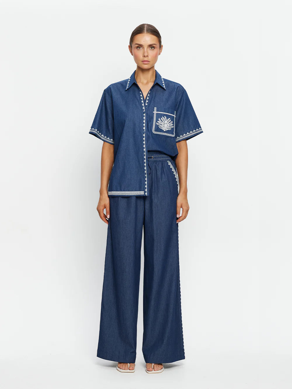 Emile Chambray Pant Blue
