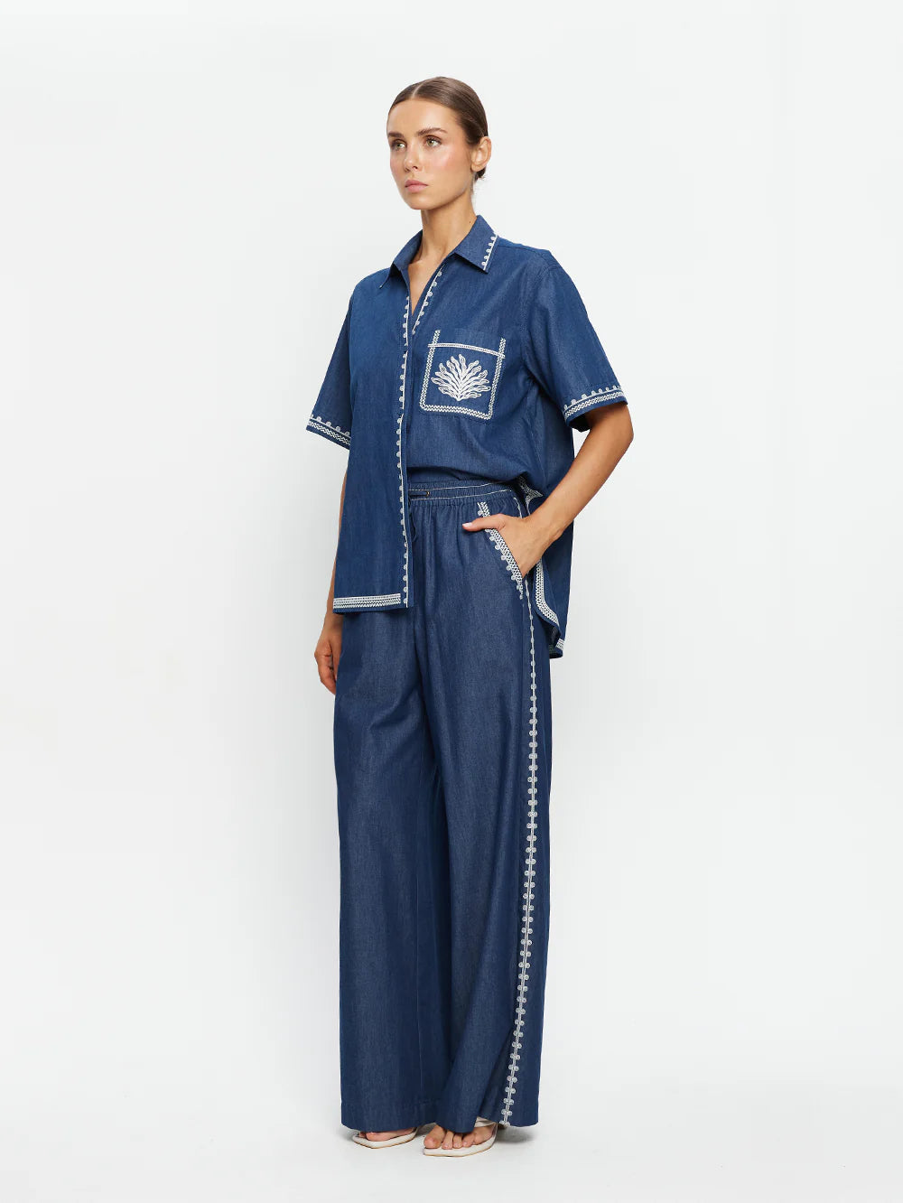 Emile Chambray Pant Blue