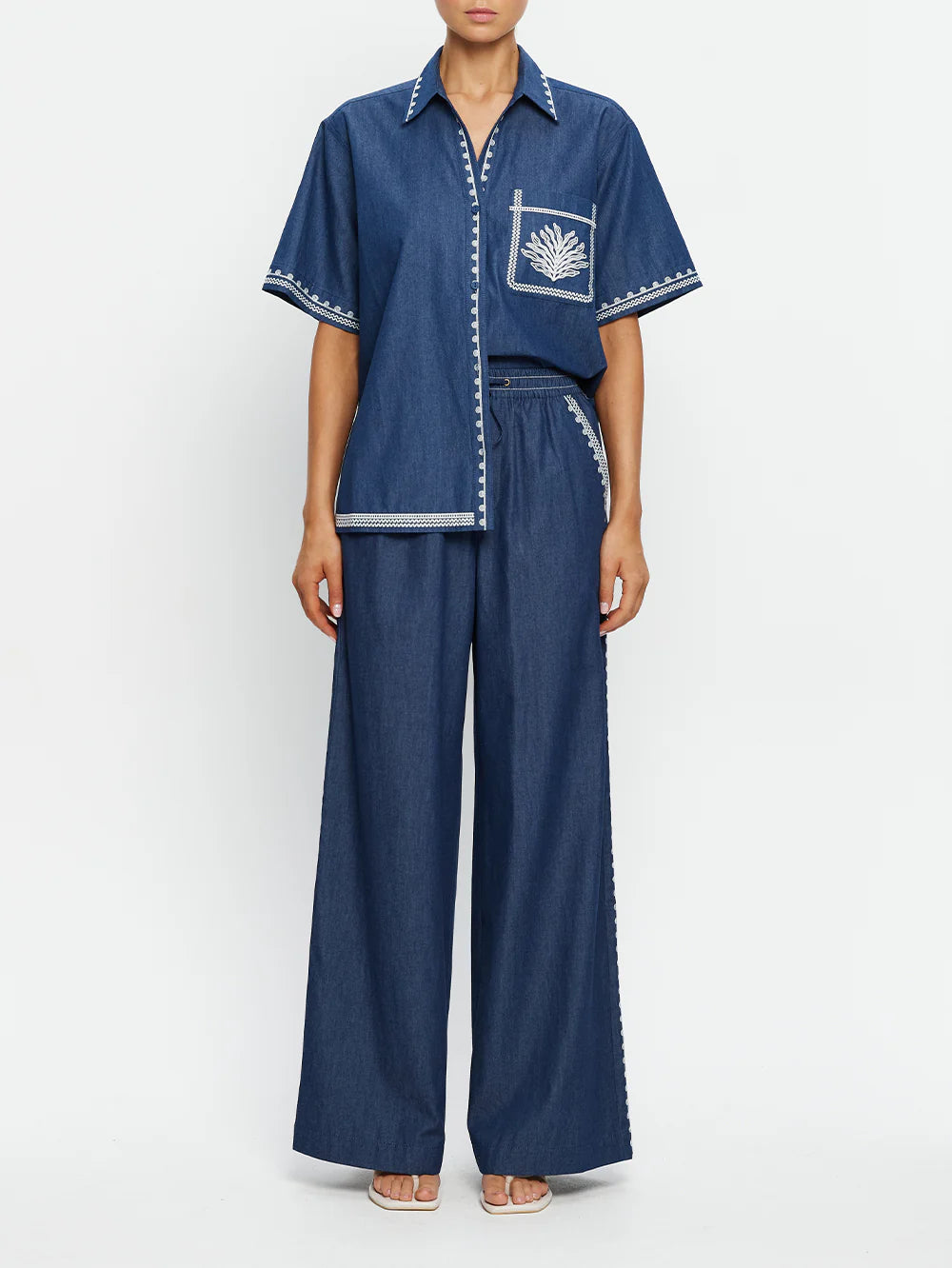 Emile Chambray Pant Blue