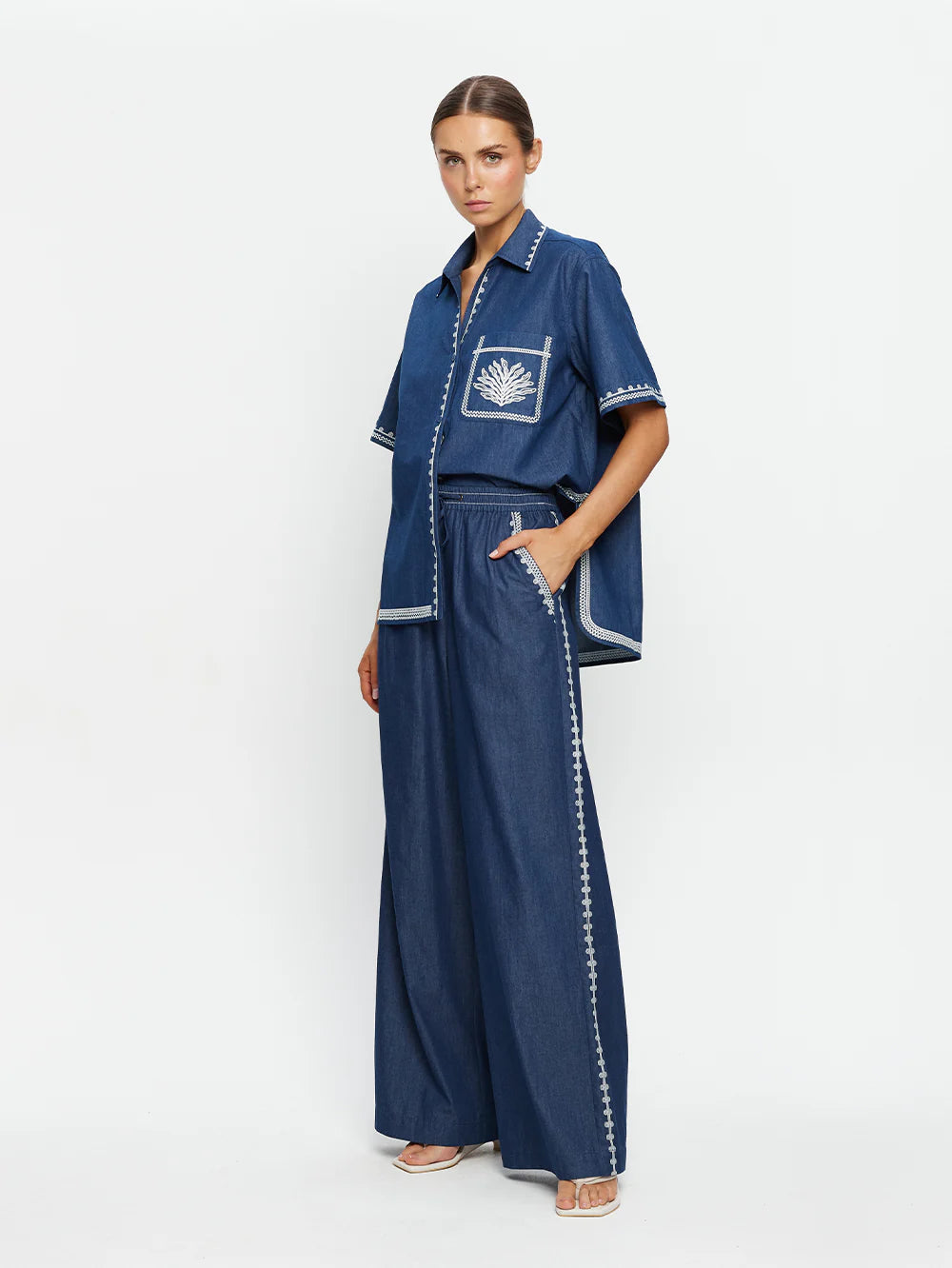 Emile Chambray Pant Blue