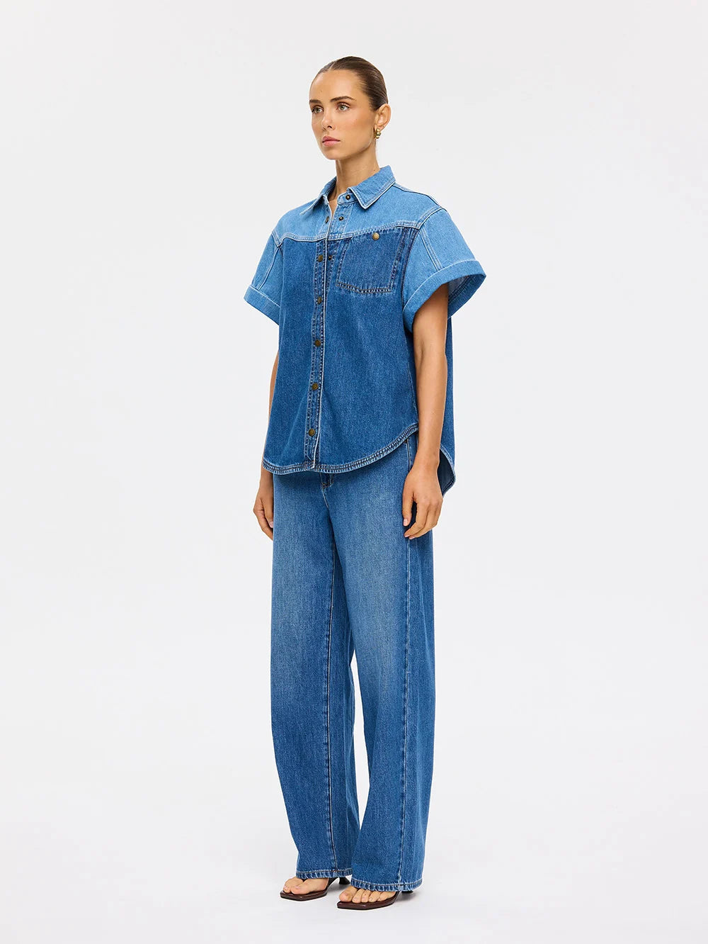 Coralie Denim Shirt Two Tone Blue